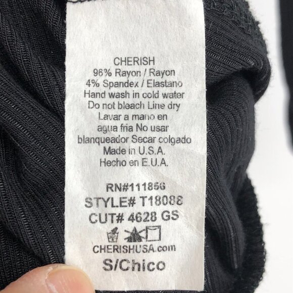Cherish Black Fun and flirty ribbed cross cross off-the-shoulder tunic size S - Picture 5 of 16